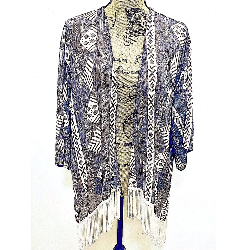 🔥Boho Hollister Aztec Gray Kimono